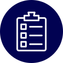 Clipboard In Blue Circle Icon